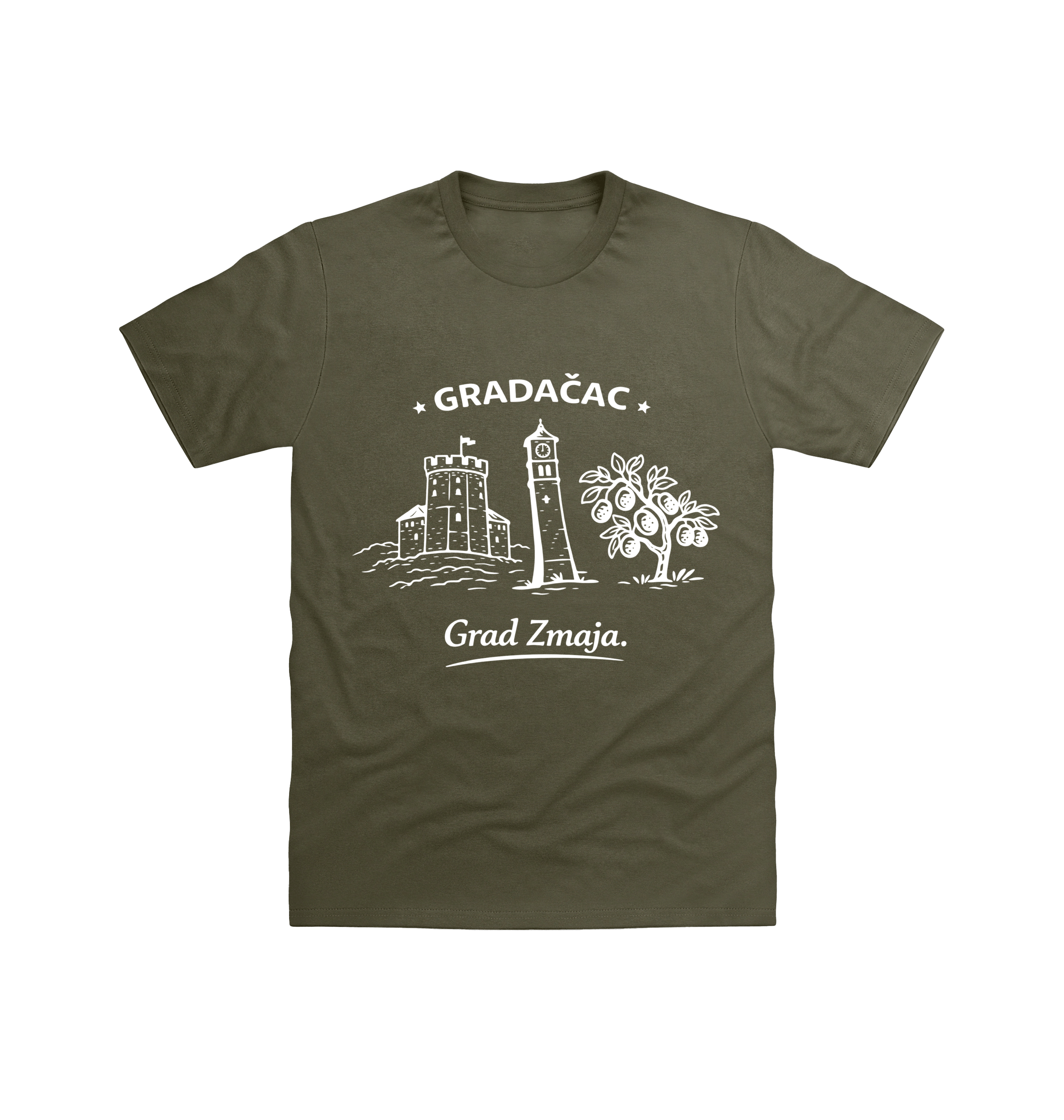 Military Green Printed T-shirt Front
